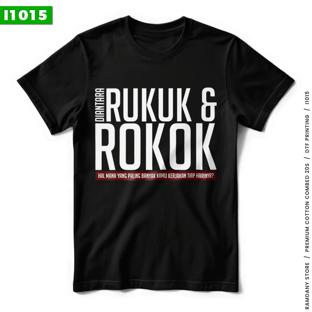 Kaos Islami - Rukuk Vs Rokok (I1015) | Baju Tebal Cotton Combed 20s DTF Premium