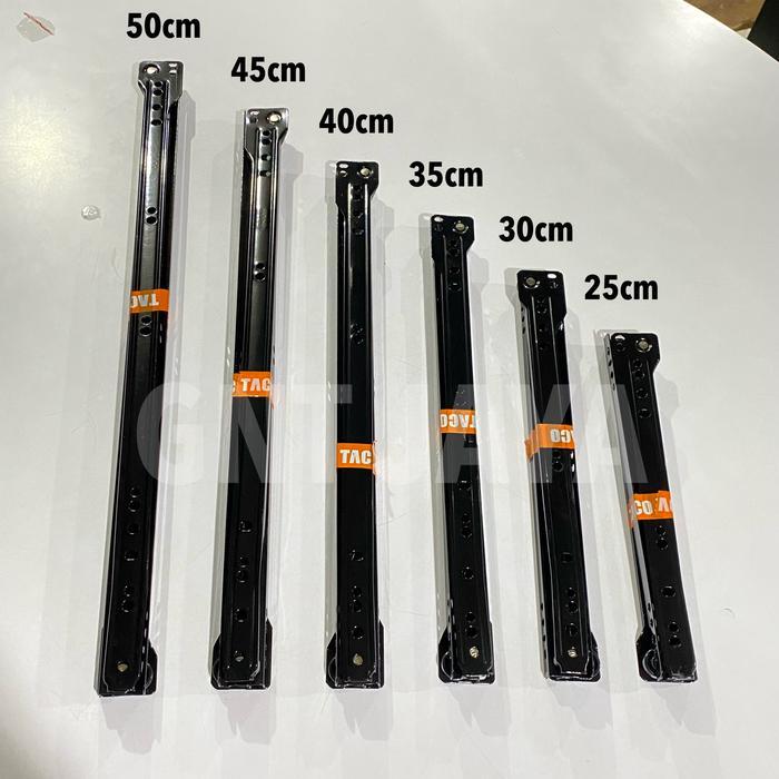 New- Rel laci merk TACO 1Pasang warna hitam Rel laci lemari taco