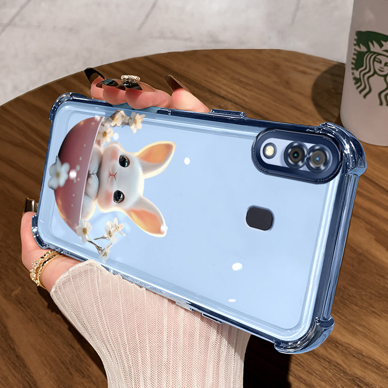 Casing Hp untuk Samsung A30 A20 A21s M10s Case Kelinci Berbunga Kasing Armor Cesing Clear Airbag Ben
