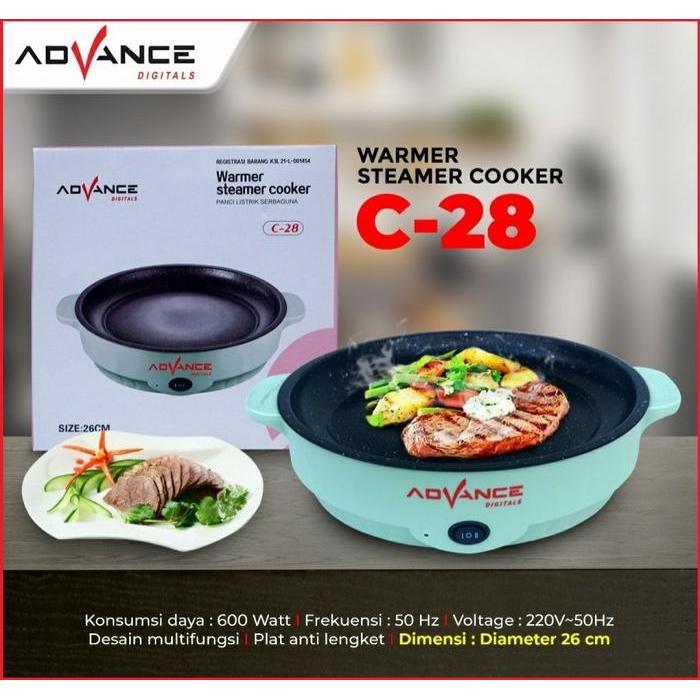 Panci Listrik Serbaguna Advance Warmer Steamer Cooker C-28 Ukuran 26cm
