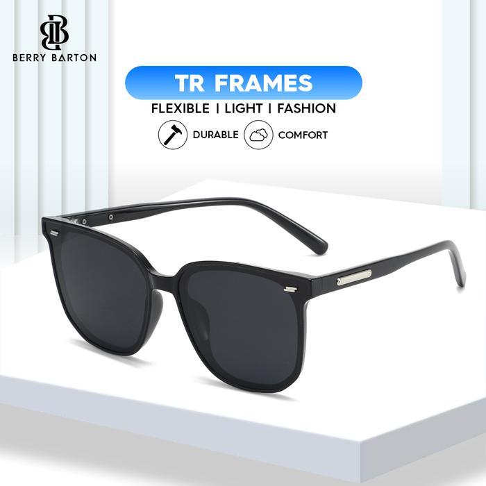 mhrr- Kacamata Hitam Kotak Sunglasses Frame Square Tr Lensa Anti Uv 400 Berrybarton 818-2