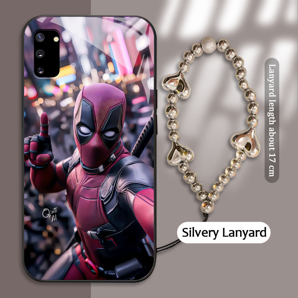 For Samsung Galaxy NOTE 9 10 Plus Pro Casing Handphone  Pola Marvel Deadpool Glass kesing Phone Case