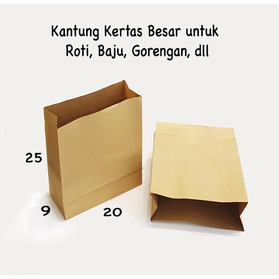 ( 50 biji ) Kantung Kertas SOS ORLANDO Coklat 20x25 Paper Bag makanan Kantong Gorengan Snack Food