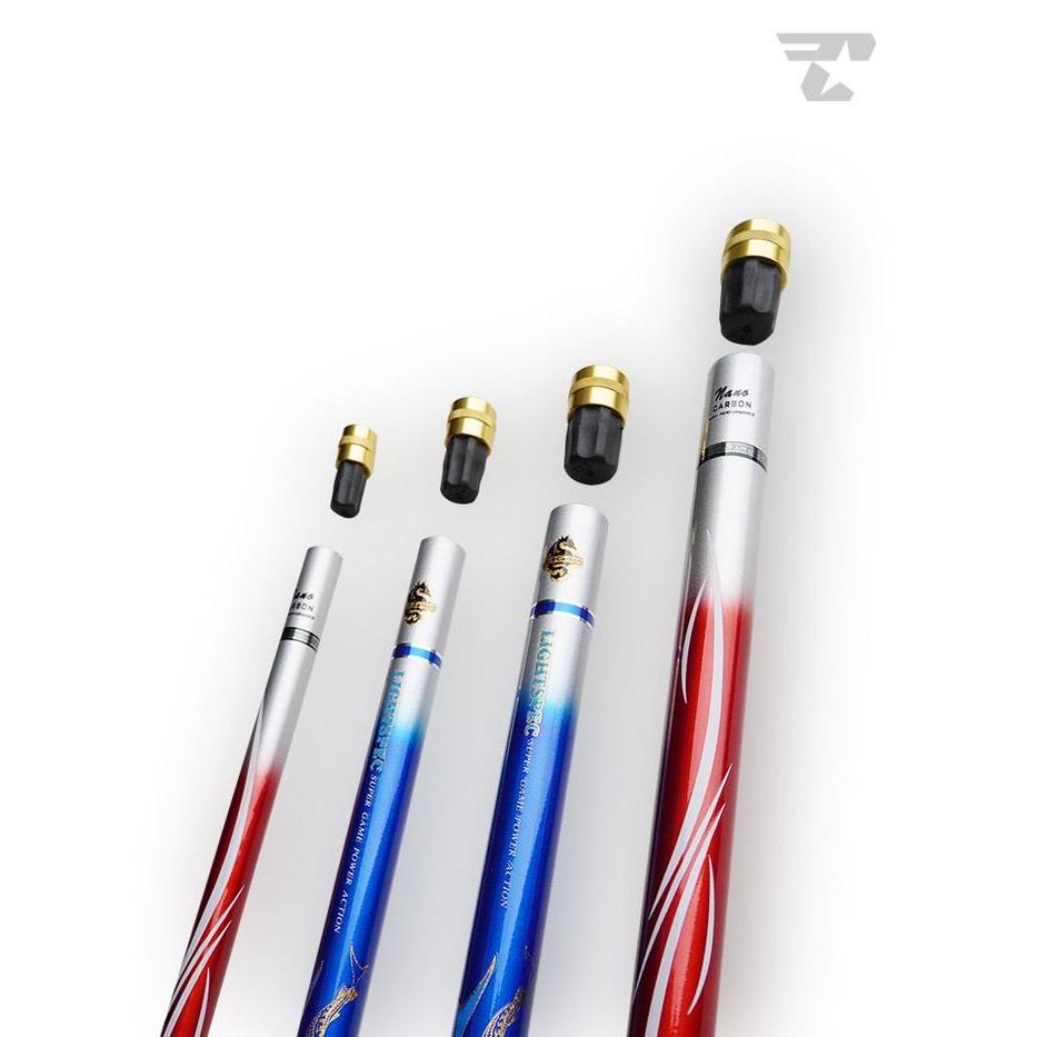 Tegek Carbon Captain Gladiator, 2 Warna, 3,6M 4,5M 5,4M Section 60Cm, 6,3M Section 65Cm + Paper Core