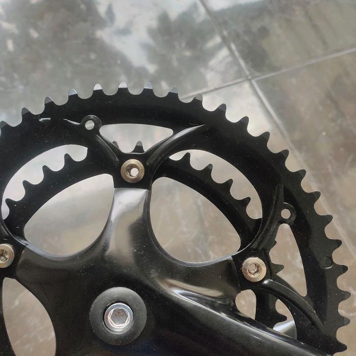 Crank Sepeda Lipat Balap Double Chainring 2 Speed Avand 53 39T Hitam