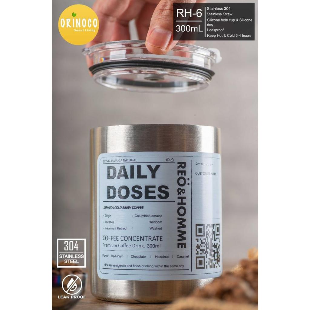 ORINOCO GELAS MUG STAINLESS COFFEE RH-6 WITHSTRAW STAINLESS LEAKPROOF