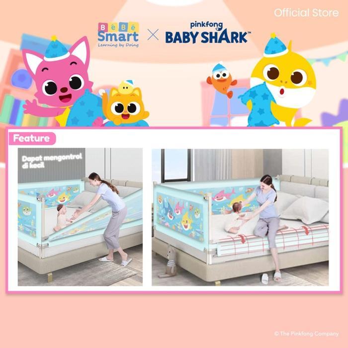 Bebe Smart Baby Shark Bedrail / Pagar Kasur Pengaman Bayi / Pembatas Kasur Pagar Bayi / Pagar Bayi