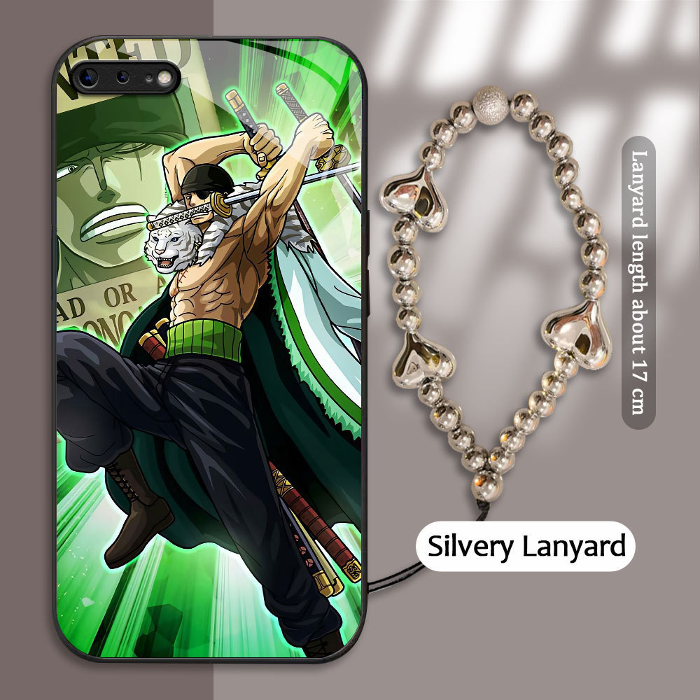 For Apple iPhone 6 6S 7 8 Plus SE2020 se2022 Casing Handphone  Pola One Piece Zoro Glass kesing Phon