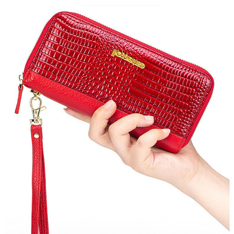 Luxury Brand Genuine Leather Purse Woman Alligator Cow Leather Wallet Patchwork RFID Card Holder