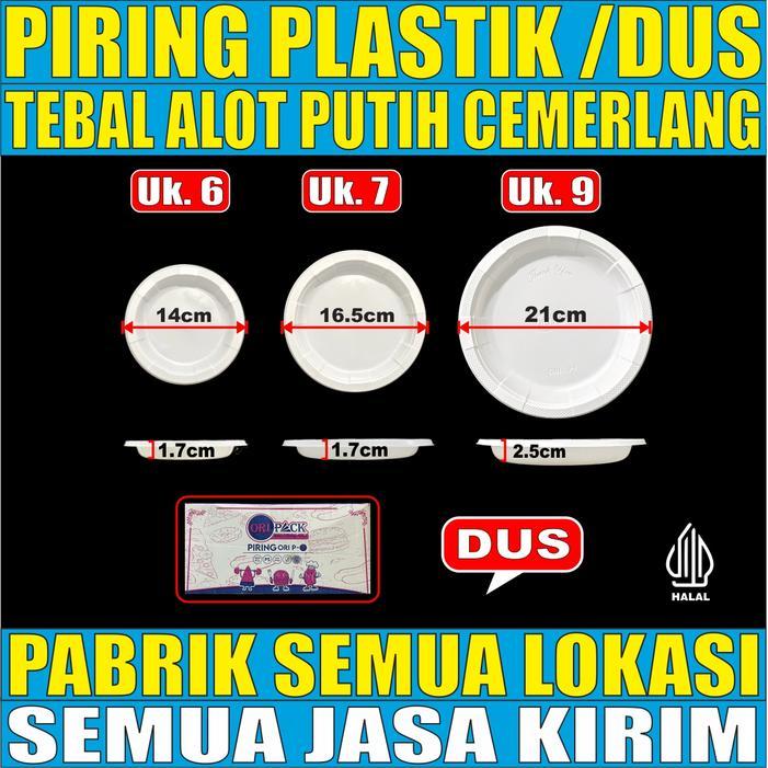 35jnw- Piring Makan Plastik Tebal Putih Sekali Pakai P6 Uk 6 Kecil / P7 Uk 7 Sedang / P9 Uk 9