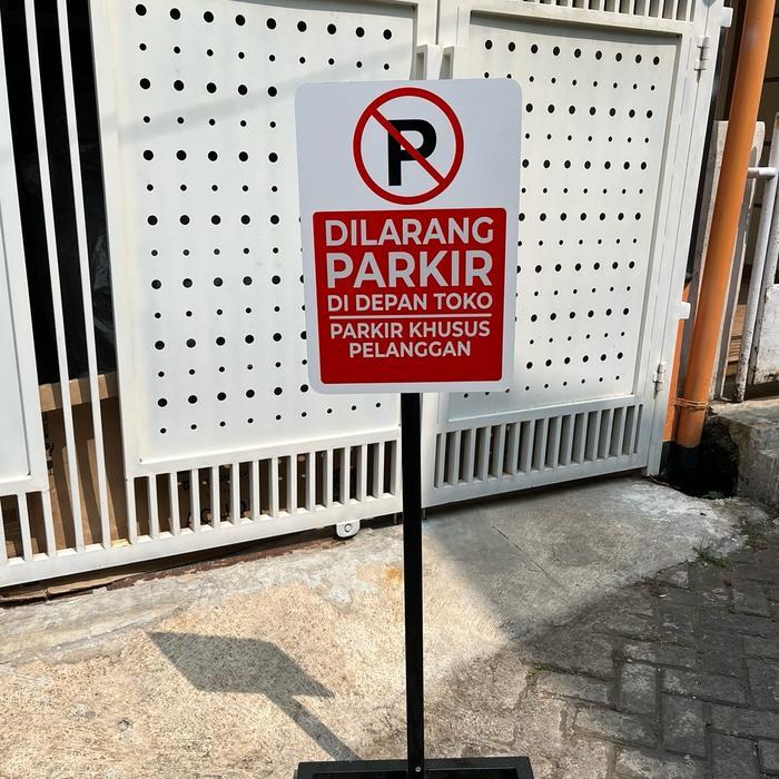 HOMETRIK- Dilarang Parkir Depan Toko 35 X 50 Cm Sign Rambu Arah Petunjuk Bisa Custom