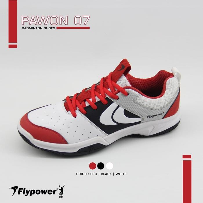 Bisa Spk Sepatu Badminton Shoes Flypower Pawon 7 Original-Red Black White