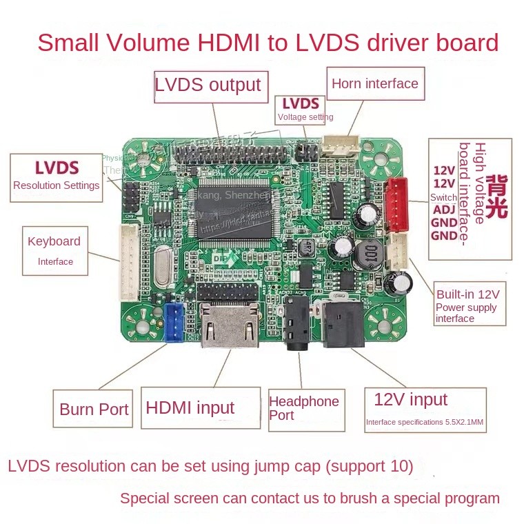 Small Size Hd Hdmi-Compatible Driver Board Hdmi-Compatible To Lvds Converter Board Lcd Driver Board
