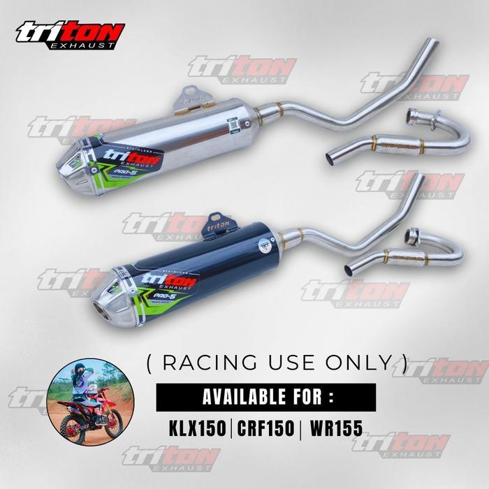 Knalpot Klx150, Crf150, Wr155 Original Triton Exhaust Type Pro5 Free Gantungan Kunci
