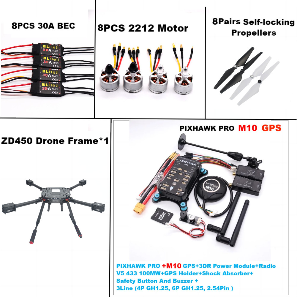 F450 Pixhawk Pro M10 Dual Motor Flight Fiberframe Kit Ardupilot 100Mw Radio Telemetry Quadcopter