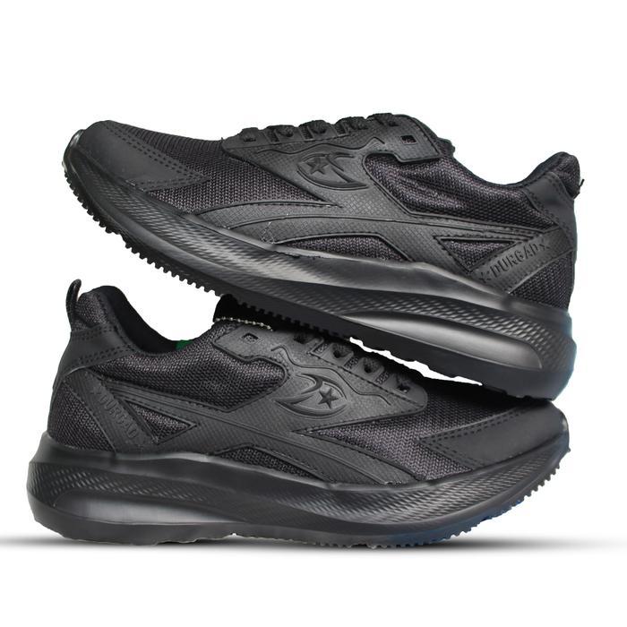 SEPATU SPORT FULL BLACK,SNEAKERS PRIA DAN WANITA HITAM POLOS,SEPATU