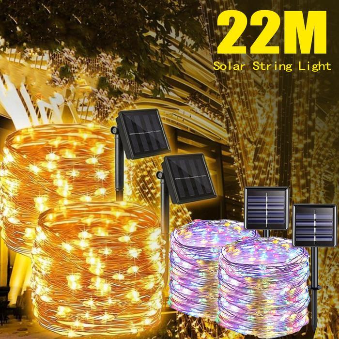 Terlaris Lampu Kelap Kelip 20 Meter Solar String LED Tumblr Dekorasi Outdoor / Lampu Tumbler Pohon