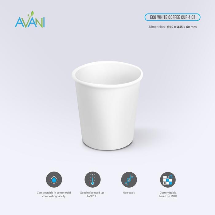 Avani - Gelas Kertas 4 oz Ramah Lingkungan - Paper cup 4 oz Eco friendly