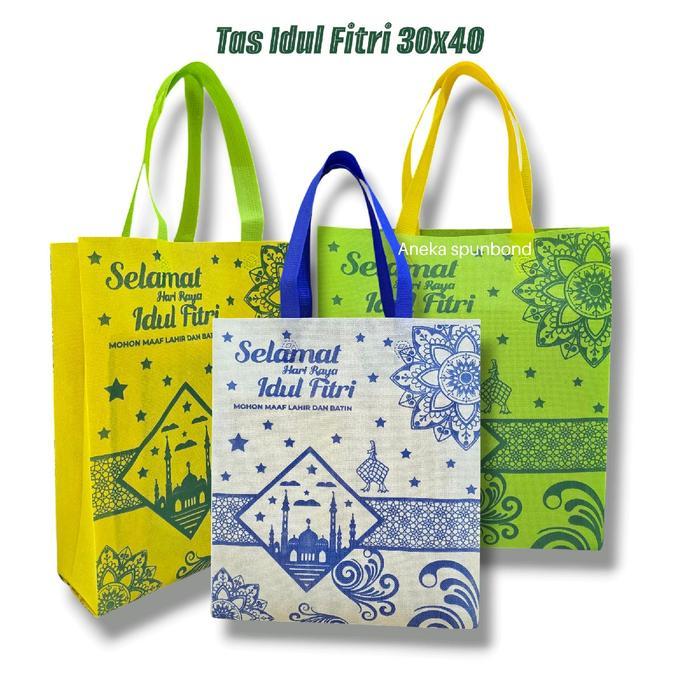 klpu- 1 Lusin Tas Goodiebag Spunbond Hampers Idul Fitri Belanja Kain 30X40 Ukuran Bestseller