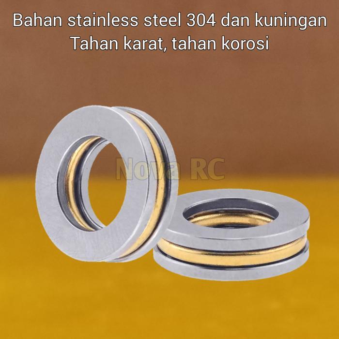 2zxv- Bearing Thrust 8Mm F8-16M Tebal 5Mm Bahan Paduan Kuningan Stainless
