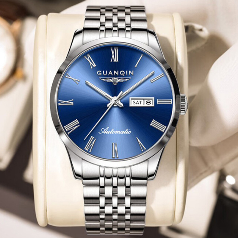 GUANQIN Luxury Men Watch Original Automatic Mechanical Stainless Steel Date Week Business Leisure