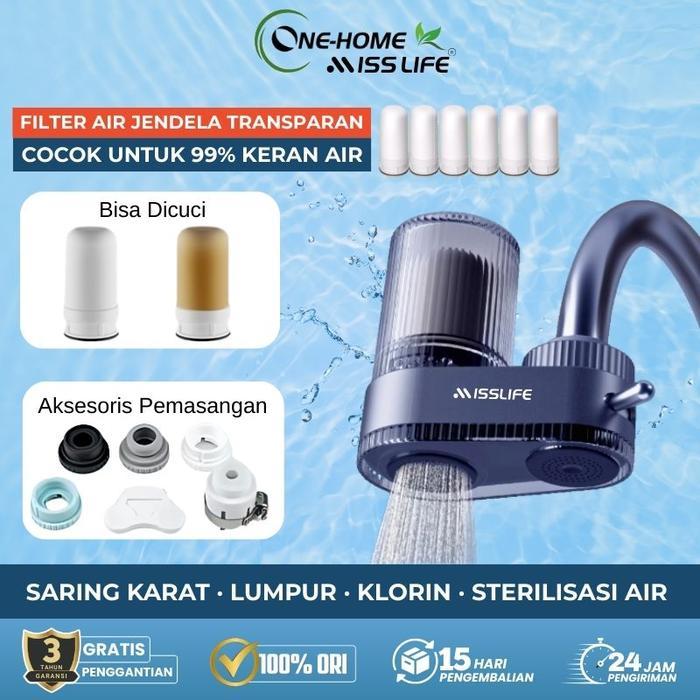 MISSLIFE Filter Air Keran Penyaring Air Kran Filter Air Rumah Filter Air Minum Bersih Filter Keramik