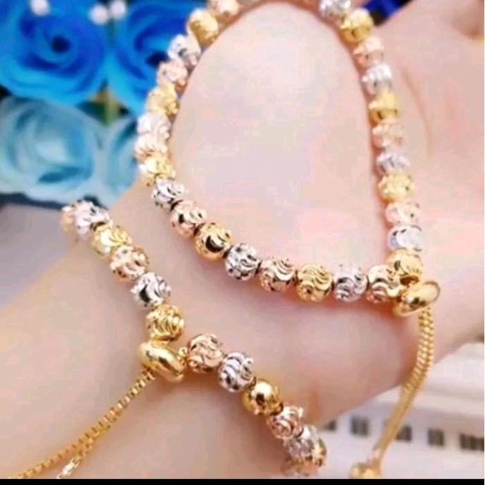 GELANG TANGAN BIJI LADA SERUT TITANIUM gelang dewasa coco set Couple bestie putih inisial