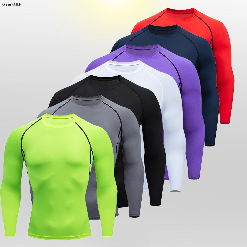 Men Bodybuilding Sports T-Shirt Quick Dry Running Shirt Long Sleeve Compression Top Gym T Shirt Men
