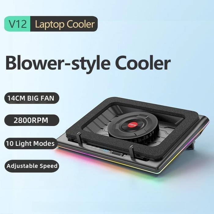INKAC llano RGB Laptop Cooling Pad V12 with Infinitely Variable Speed Computer Pendingin Kipas RGB