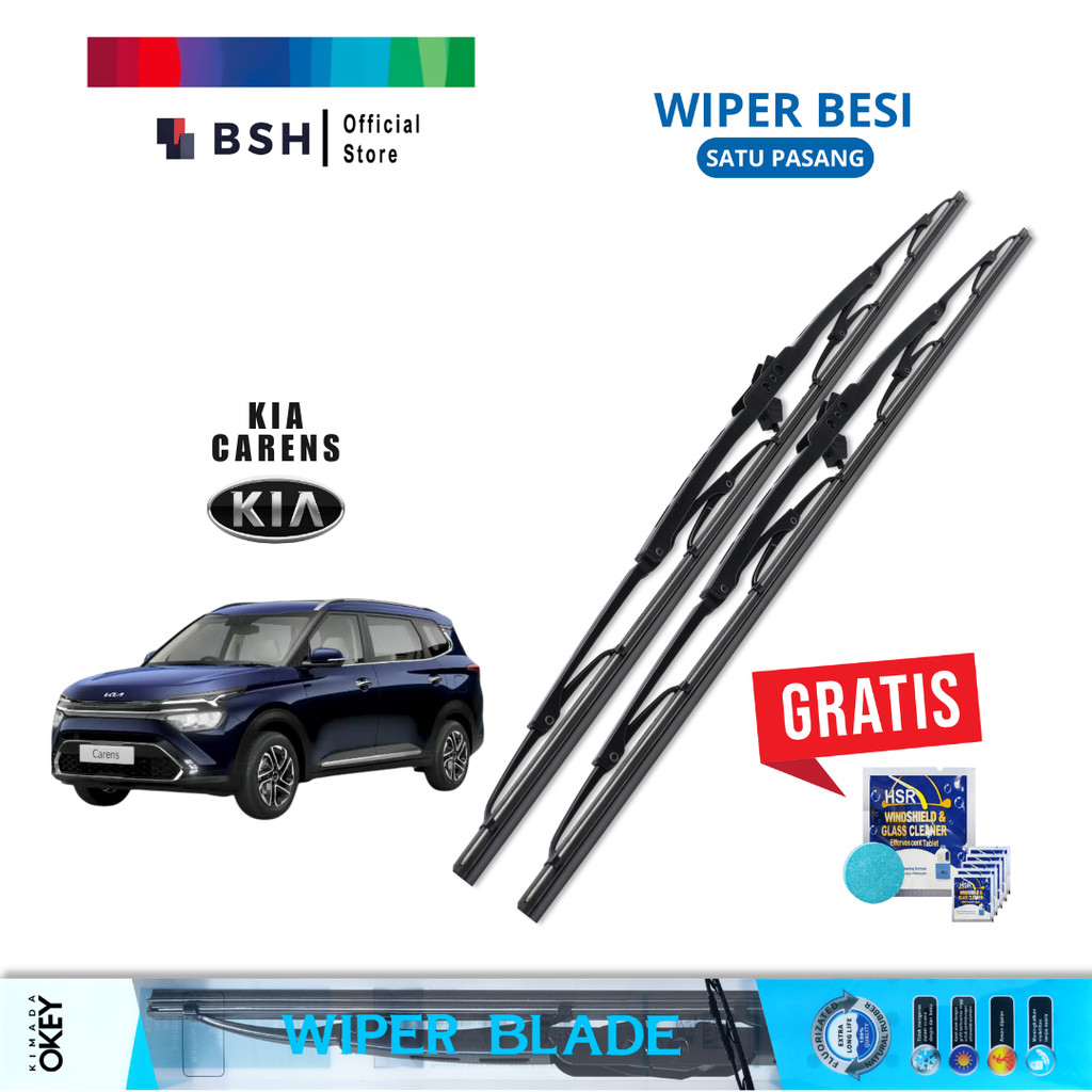 Wiper Blade KIA Carens 1999-2010 Konvensional Besi | Free 5 Tablet Sabun Pembersih Jamur Kaca