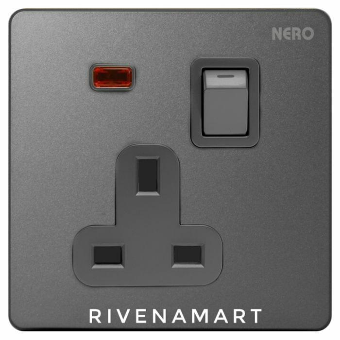 TRIKTRIK- Nero Casa X2 Grey Stop Kontak Ac X21311Vd-Gr Switch Socket With Neon Indicator