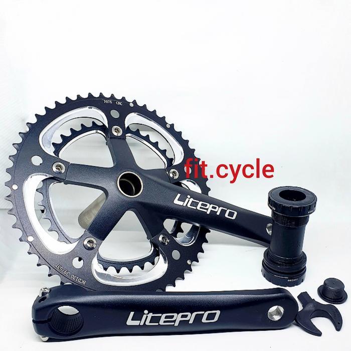 Crankset Litepro Ht2 Double Chainring 39/53T Hitam