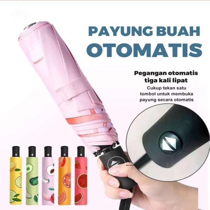 Payung Lipat Otomatis Premium Buka Tutup Motif Buah - Payung Lipat Otomatis Payung Lipat Buka Tutup