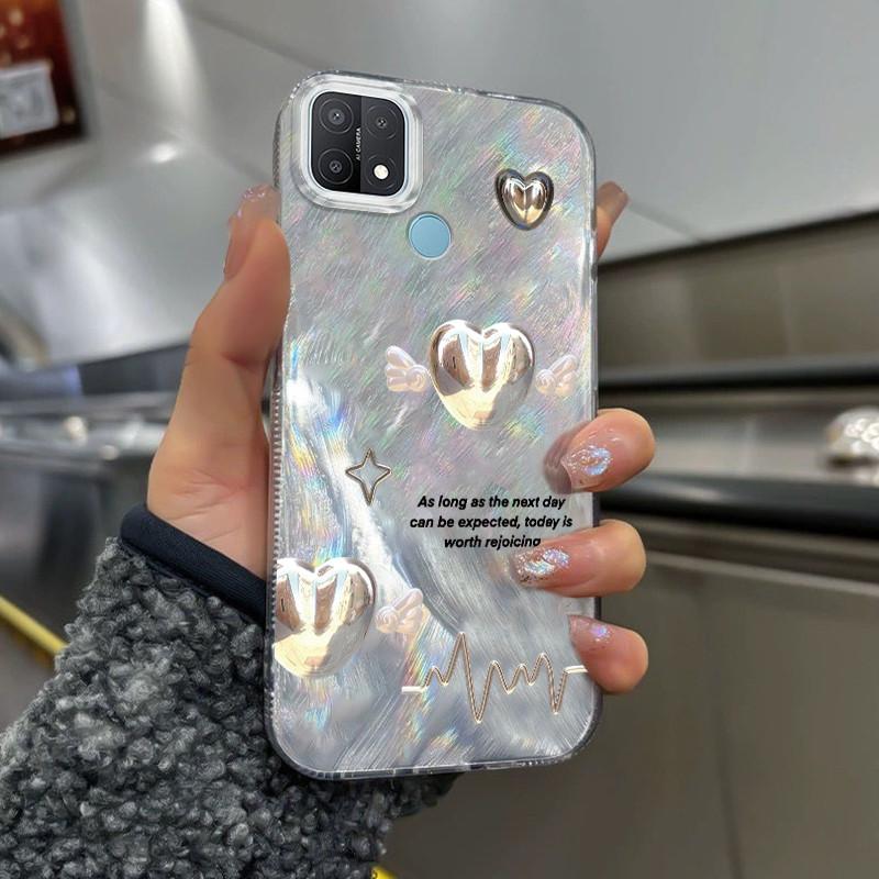Casing Hp Untuk OPPO A15 A15s A35 Case Casing pola Cinta Kasing HP Cesing Silikon Softcase bulu tran