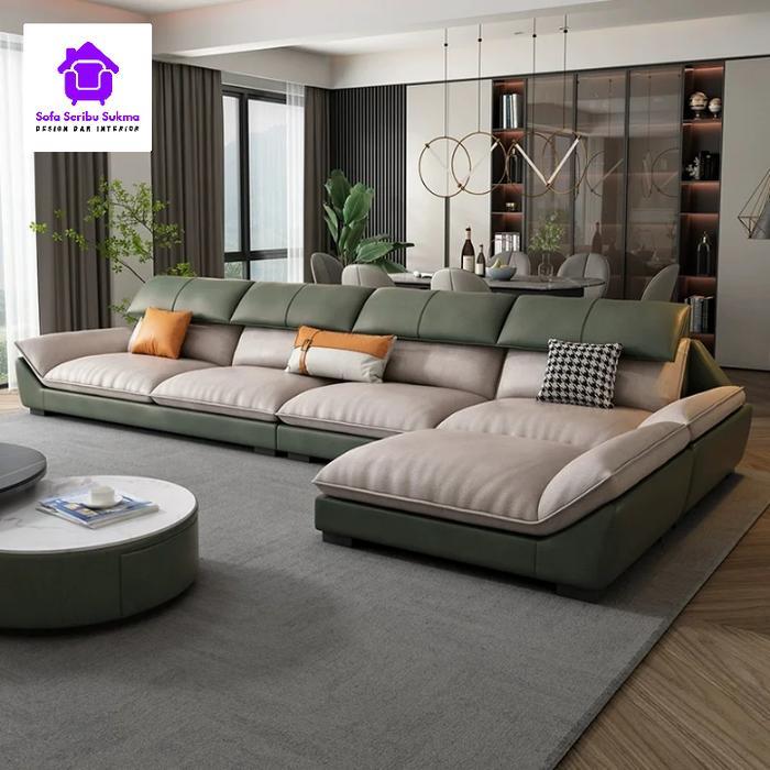 Sofa Leter L Kulit Oscar Modern Ruang Tamu