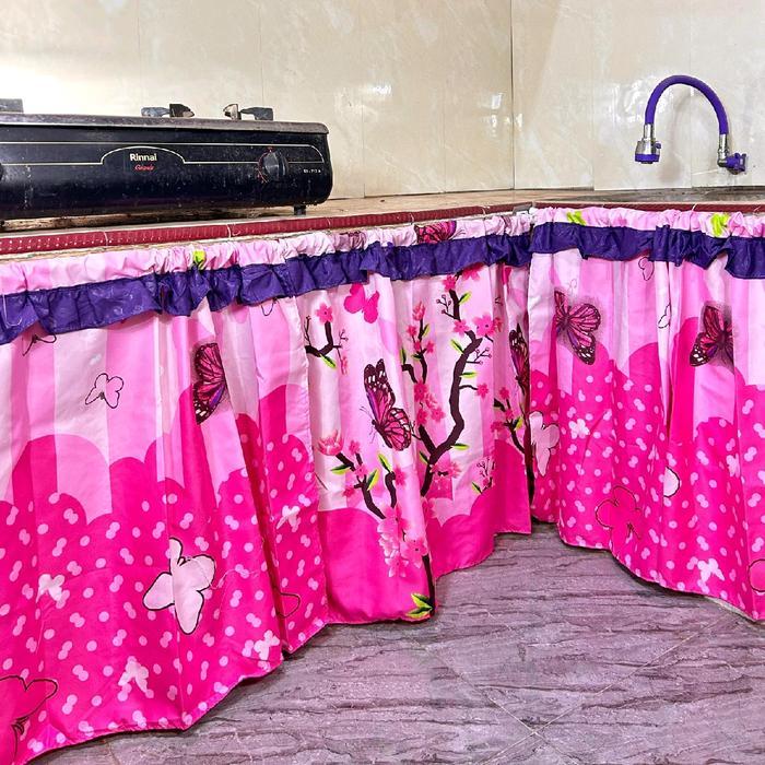 Paket 4 Pcs Gorden Kolong Dapur Bahan Katun Hordeng Kain Korden Original