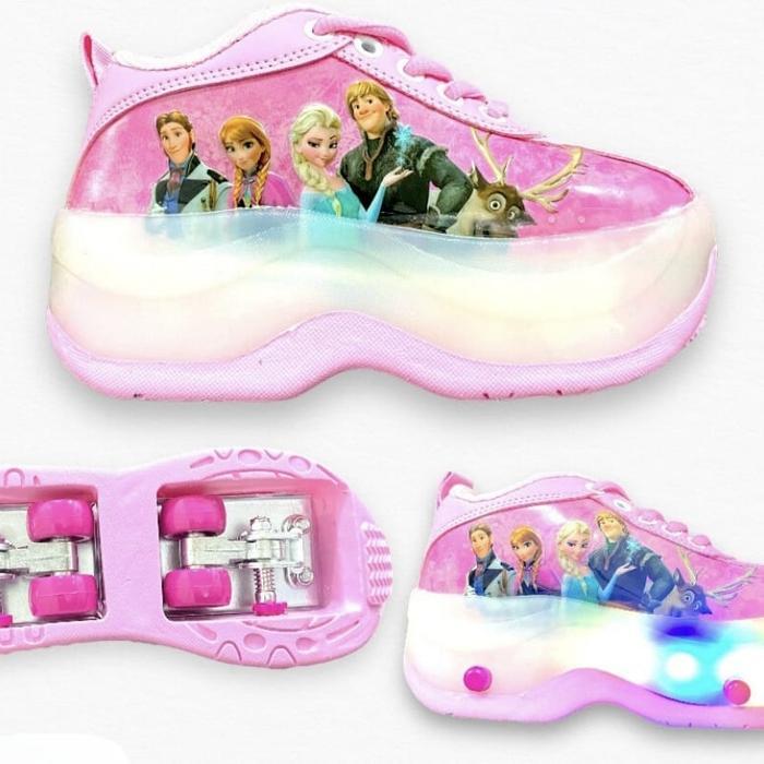 Sepatu Roda 4 Led Lampu Bisa Lipat Roller Shoes