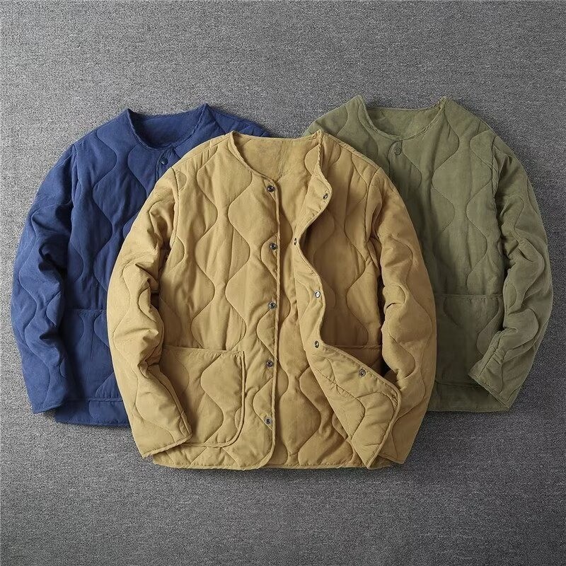 Vintage M65 Liner Jacket Men Winter New Khaki Thick Multi-pocket Tooling Padded Jacket Long Sleeve