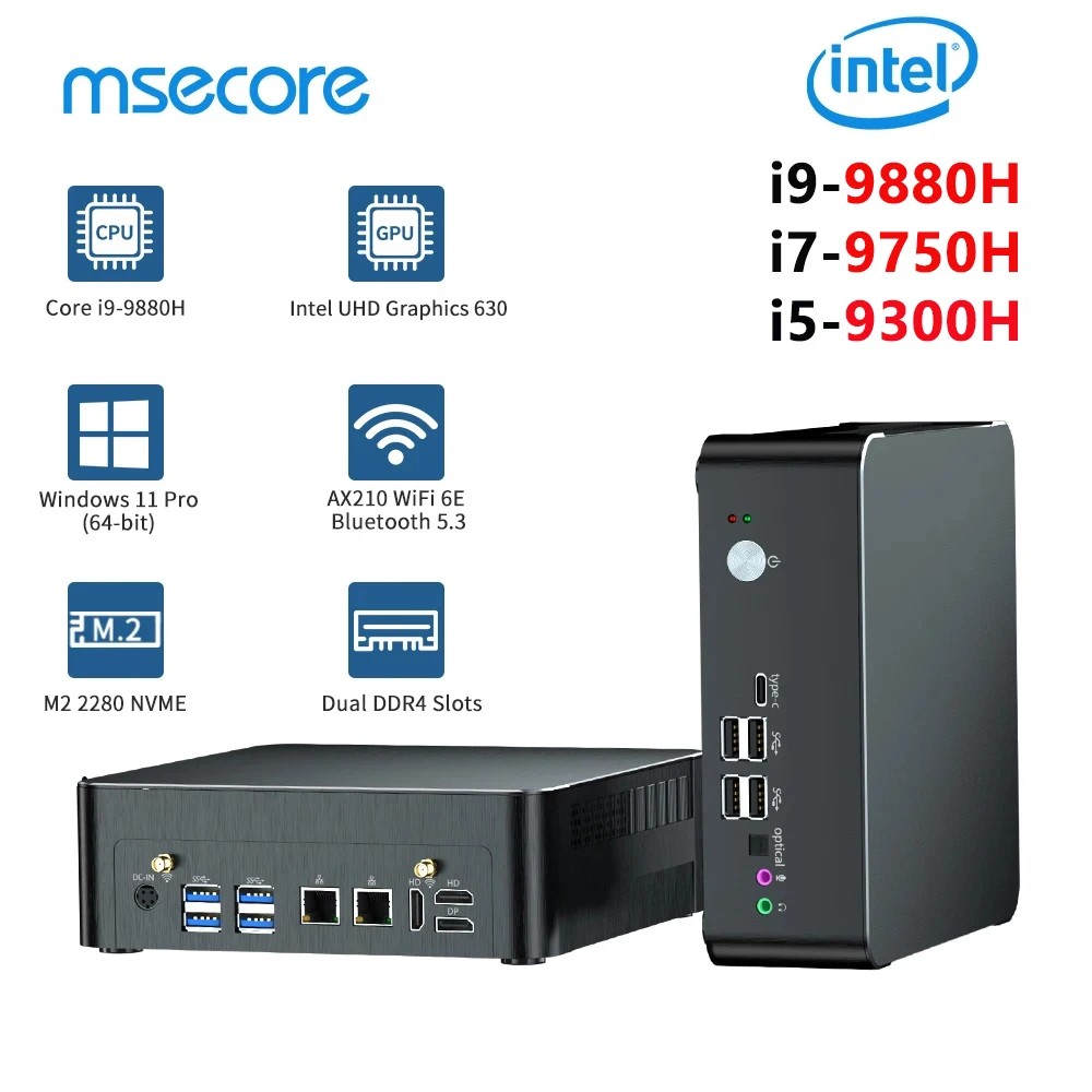 Msecore Mv8 Mini Pc Windows 11 Intel Core I9-9880H Barebone System Portable Htpc Game Desktop