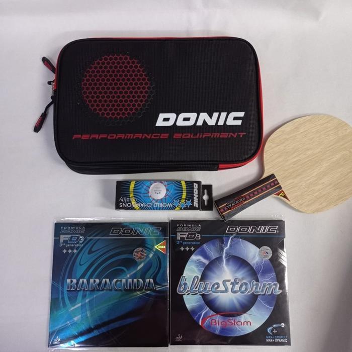 Paket Bat Pingpong Donic Original Senso carbon + Karet Donic Set