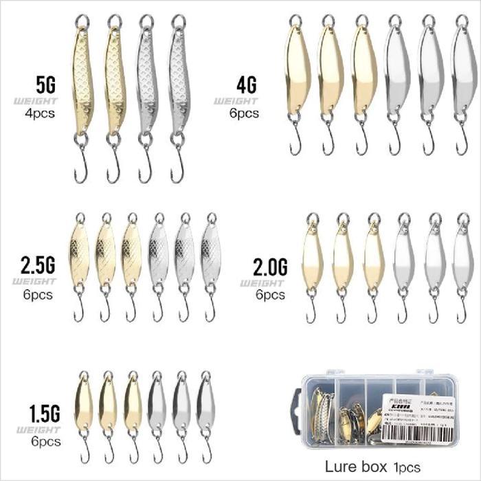 pscgz5- Kastking Umpan Pancing Bait Metal Spoon 1 Set 29Pcs Untuk Casting Umpan Spoon Sequins