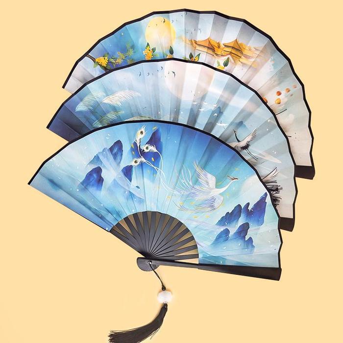 Promo Kipas Lipat Cina/Kipas Lipat Gaya Kuno Cina/Kipas Lipat Sutra Cina Original