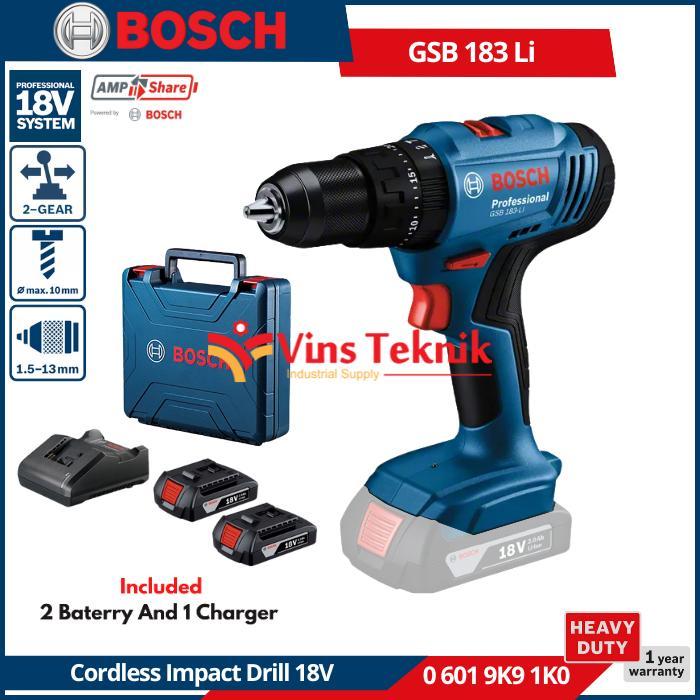 BOSCH GSB183 GSB 183-LI Mesin Bor Tembok Baterai GSB 183 LI 18V Cordless Impact Drill 18 Volt