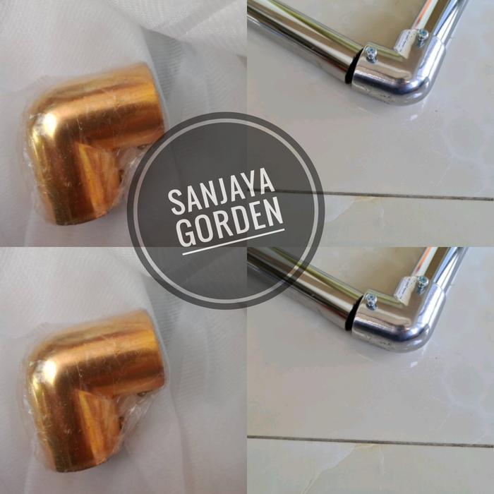 FMLY- Sambungan L Rel Gorden Batang Besi Tiang Tongkat Gorden Gordyn Hordeng