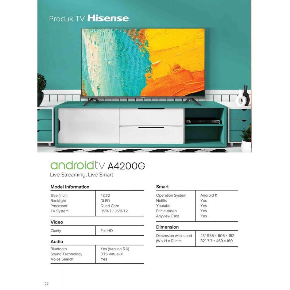 ux49gk- Hisense Smart Android Digital Tv 32 Inch Full Hd Bezeless 32A4200G