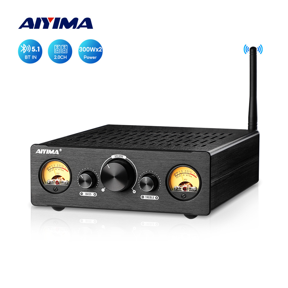 Aiyima Tpa3255 Bluetooth Power Amplifier 300Wx2 Vu Meter 2.0 Stereo