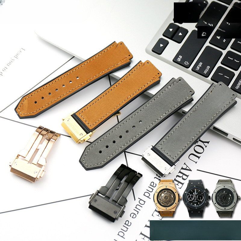 For Hublot Yubo Classic Fusion Big Bang Men's Frosting Genuine Leather Convex Interface Silicone