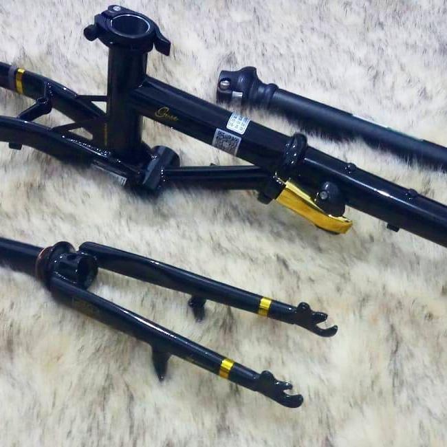 frame sepeda lipat fnhon gust black gold