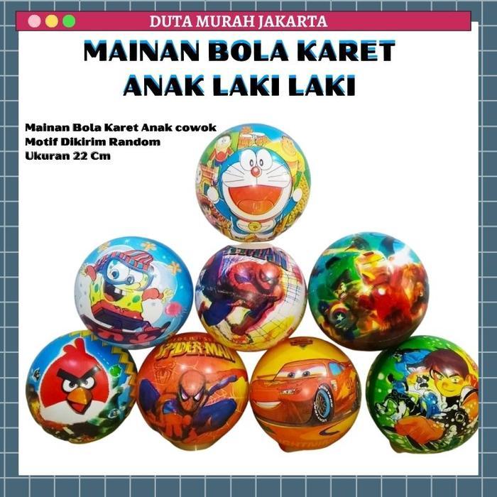 Bola Mainan Karet Anak Motif Karakter Anak Laki-laki
