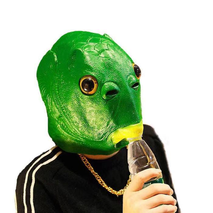 Topeng Cosplay Kepala Ikan Lucu, Bahan Latex Berkualitas untuk Pesta